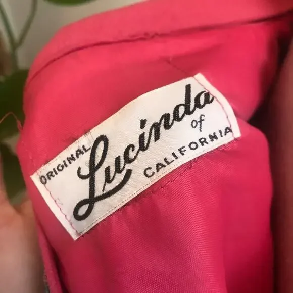 50s-60s Vintage Lucinda of California Iridescent Floral Skirt Suit - Picture 6 of 14